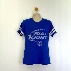 Live And Tell - Vintage Bud Light NFL Official Sponsor Blue with White Stripe M